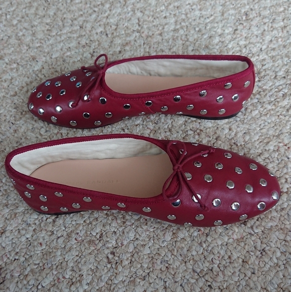 Loeffler Randall Landon Studded Leather Ballerina Flats in Burgundy size 6.5 - Picture 8 of 16